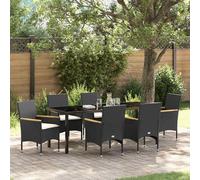 vidaXL Set da Pranzo per Giardino 7 pz Nero polyrattan