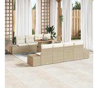 vidaXL Set da Pranzo per Giardino 9 pcs Beige, Crema 100 x 55 x 73 cm