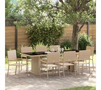 vidaXL Set da Pranzo per Giardino 9 pcs Beige polyrattan