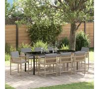 vidaXL Set da Pranzo per Giardino 9 pcs Beige polyrattan