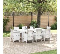vidaXL Set da Pranzo per Giardino 9 pcs Bianco Polipropilene