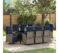 vidaXL Set da Pranzo per Giardino 9 pcs Grigio e Nero Rattan