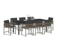 vidaXL Set da Pranzo per Giardino 9 PCS Grigio polyrattan, Set da Pranzo al Fresco, Arredamento Elegante per Giardino, Mobili Comodi per Esterni