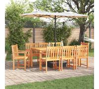 vidaXL Set da Pranzo per Giardino 9 Pezzi in Legno di Acacia Solido con Tavolo Rettangolare e Finitura Naturale per 8 Persone. Mobili da Esterno Resistenti alle Intemperie, per Un Arredamento Rustic