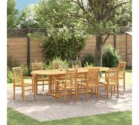 vidaXL Set da Pranzo per Giardino 9 pcs Marrone Legno di teak solido