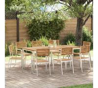 vidaXL Set da Pranzo per Giardino 9 pcs Marrone Legno di teak solido
