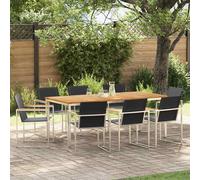 vidaXL Set da Pranzo per Giardino 9 pcs Marrone Legno di teak solido