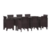 vidaXL Set da Pranzo per Giardino 9 pcs Marrone Polipropilene