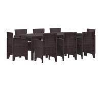 vidaXL Set da Pranzo per Giardino 9 pcs Marrone Polipropilene