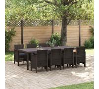 vidaXL Set da Pranzo per Giardino 9 pcs Marrone Rattan Polt