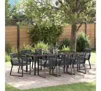 vidaXL Set da Pranzo per Giardino 9 pcs Nero