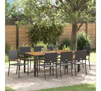 vidaXL Set da Pranzo per Giardino 9 pcs Nero polyrattan