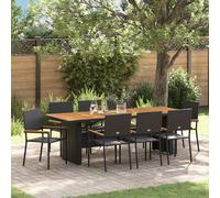 vidaXL Set da Pranzo per Giardino 9 pcs Nero polyrattan
