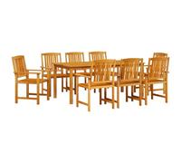 vidaXL Set da Pranzo per Giardino 9 Pezzi in Legno di Acacia Solido con Tavolo Rettangolare e Finitura Naturale per 8 Persone. Mobili da Esterno Resistenti alle Intemperie, per Un Arredamento Rustic
