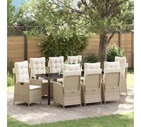 vidaXL Set da Pranzo per Giardino 9 pz Beige polyrattan