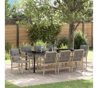 vidaXL Set da Pranzo per Giardino 9 pz Beige polyrattan