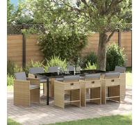 vidaXL Set da Pranzo per Giardino 9 pz Beige polyrattan
