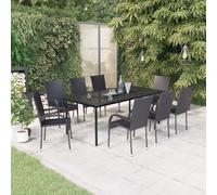 vidaXL Set da Pranzo per Giardino 9 pz con Cuscini Neri