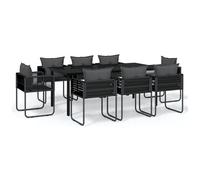 VIDAXL - Set Da Pranzo Per Giardino 9 Pz Con Cuscini Nero