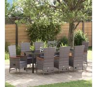 vidaXL Set da Pranzo per Giardino 9 pz Grigio