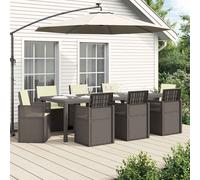 vidaXL Set da Pranzo per Giardino 9 pz Grigio chiaro e panna PP