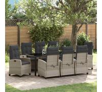 vidaXL Set da Pranzo per Giardino 9 pz Grigio chiaro polyrattan
