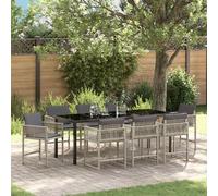 vidaXL Set da Pranzo per Giardino 9 pz Grigio chiaro polyrattan