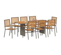 vidaXL Set da Pranzo per Giardino 9 pz Grigio e Marrone polyrattan | Perfetto per pranzare all'aperto con fino a 8 amici, Fatto con materiali resistenti ai raggi UV, così dura a lungo,