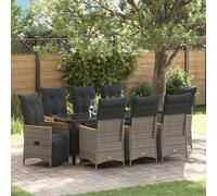 vidaXL Set da Pranzo per Giardino 9 pz Grigio polyrattan