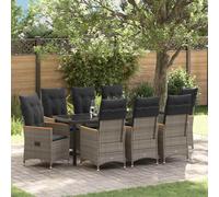 vidaXL Set da Pranzo per Giardino 9 pz Grigio polyrattan