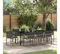vidaXL Set da Pranzo per Giardino 9 pz Grigio polyrattan