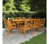 vidaXL Set da Pranzo per Giardino 9 pz in Legno Massello di Acacia