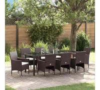 vidaXL Set da Pranzo per Giardino 9 pz Marrone polyrattan