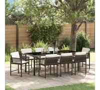 vidaXL Set da Pranzo per Giardino 9 pz Marrone polyrattan