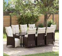 vidaXL Set da Pranzo per Giardino 9 pz Marrone polyrattan