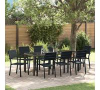 vidaXL Set da Pranzo per Giardino 9 pz Nero