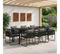vidaXL Set da Pranzo per Giardino 9 pz Nero e antracite polyrattan