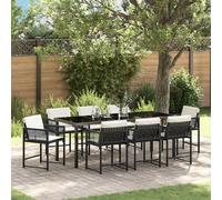 vidaXL Set da Pranzo per Giardino 9 pz Nero polyrattan