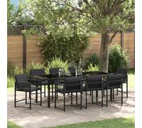 vidaXL Set da Pranzo per Giardino 9 pz Nero polyrattan