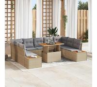 vidaXL Set da Pranzo per Giardino con cuscino 10 pcs Beige e grigio
