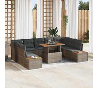vidaXL Set da Pranzo per Giardino con cuscino 10 pcs Grigio, Marrone