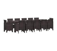 vidaXL Set da Pranzo da Giardino 13 Pezzi con Cuscini Marrone in Rattan Polimerico, Tavolo da Giardino Marrone 150x100x73 cm in Rattan Polimerico, Sedie da Giardino Cuscini 4 pz