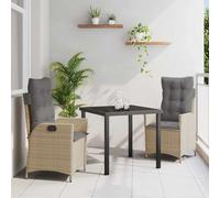 vidaXL Set da Pranzo per Giardino 3 pz Beige polyrattan