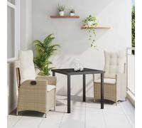 vidaXL Set da Pranzo per Giardino 3 pz Beige polyrattan