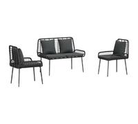 vidaXL Set da Pranzo per Giardino con Cuscino 3 PCS Nero, Antracite
