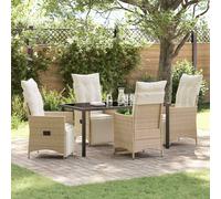 vidaXL Set da Pranzo per Giardino con cuscino 5 pcs Beige Poly Rattan