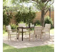 vidaXL Set da Pranzo per Giardino con cuscino 5 pcs Beige Poly Rattan