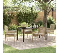 vidaXL Set da Pranzo per Giardino con cuscino 5 pcs Beige polyrattan