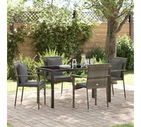 vidaXL Set da Pranzo per Giardino con cuscino 5 pcs Grigio Poly Rattan