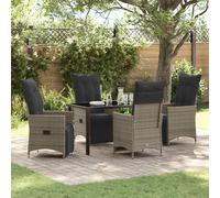 vidaXL Set da Pranzo per Giardino con cuscino 5 pcs Grigio polyrattan